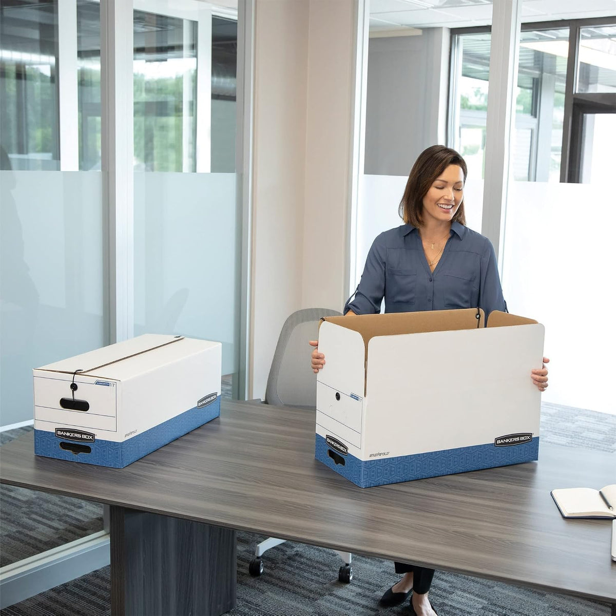 Stor/File FastFold Medium-Duty Storage Boxes With String & Button Closure and Built-In Handles, Legal Siz