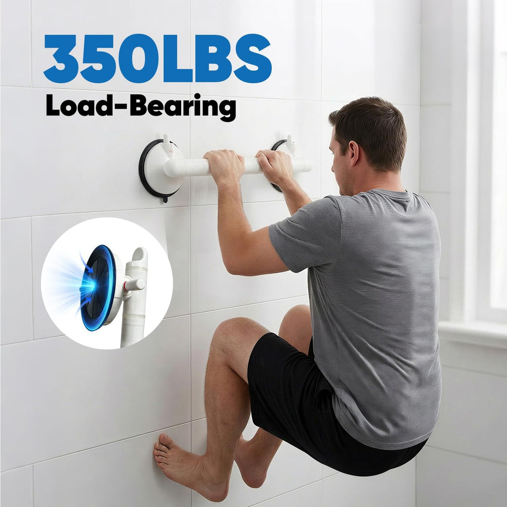 Suction Grab Bars for Shower,18.3 Inch 350 LBS Weight Support Shower Handles with Safety Indicator, Grab Bars for