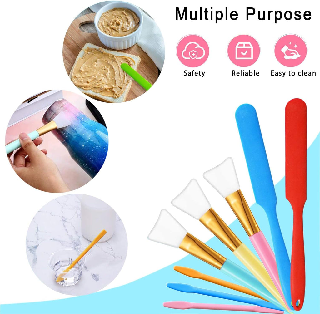 Silicone Stir Sticks Kit 16Pcs, Silicone Epoxy Brush, Silicone Stirring Tool, Mixing Spoon, Silicone Scraper DIY