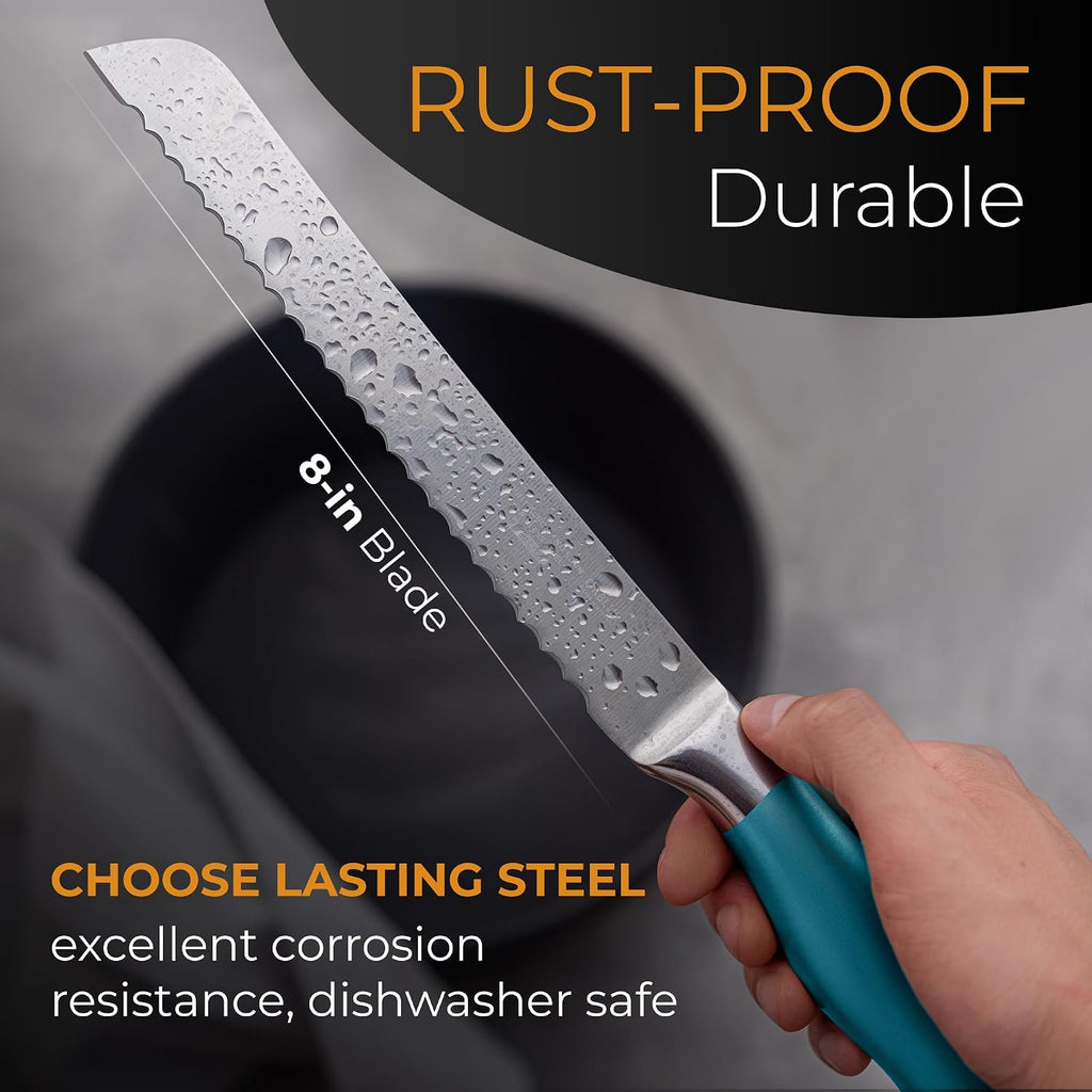 Serrated Bread Knife Ultra-Sharp Stainless Steel Professional Grade Bread Cutter - Cuts Thick Loaves Effortlessly