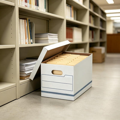 File Box with Lids 10 Pack White Cardboard Letter/Legal Size Storage Box