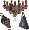 Shuffleboard Bowling Pin Set with 10 Pcs Bowling Pins Durabel Triangular Pinsetter Resin Bowling Ball and Carrying Bag
