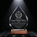 SHIP NEXT DAY, Personalized Crystal Award Trophy - Custom with Company Logo Text & Employee Name, Engraved Award for