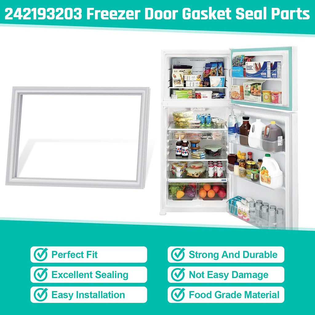 Upgraded 242193203 Refrigerator Freezer Door Gasket for Frigidaire Kenmore Crosley Freezer Door Seal Replacement Parts FFHI1831QP6, FFHT1814QW0, 17.91”*28.74” Refrigerator Door Gasket Seal