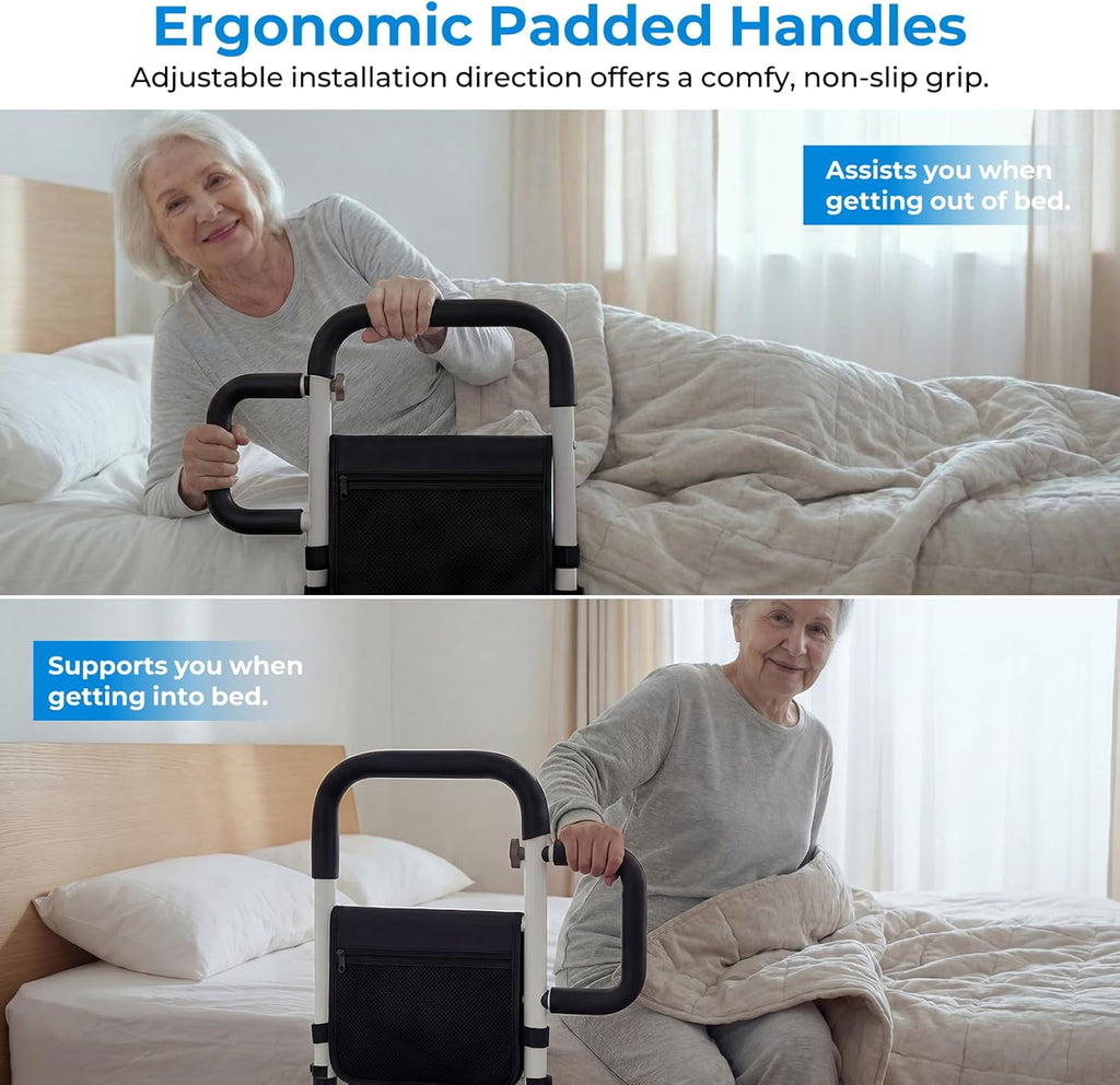 Bed Rails for Elderly Adults Safety, ASTM Certified Bed Rail for Seniors with Motion Sensor Light, Non-Slip Handle &