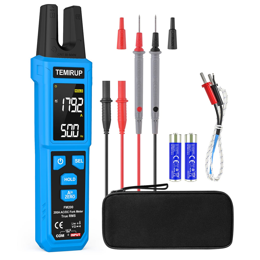 TEMIRUP Digital Clamp Meter Multimeter with U-Shaped Jaw, AC/DC Amp Meter