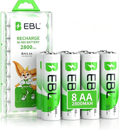 Pack of 8 AA Batteries 2800mAh High Capacity Precharged Ni-MH AA Rechargeable Batteries