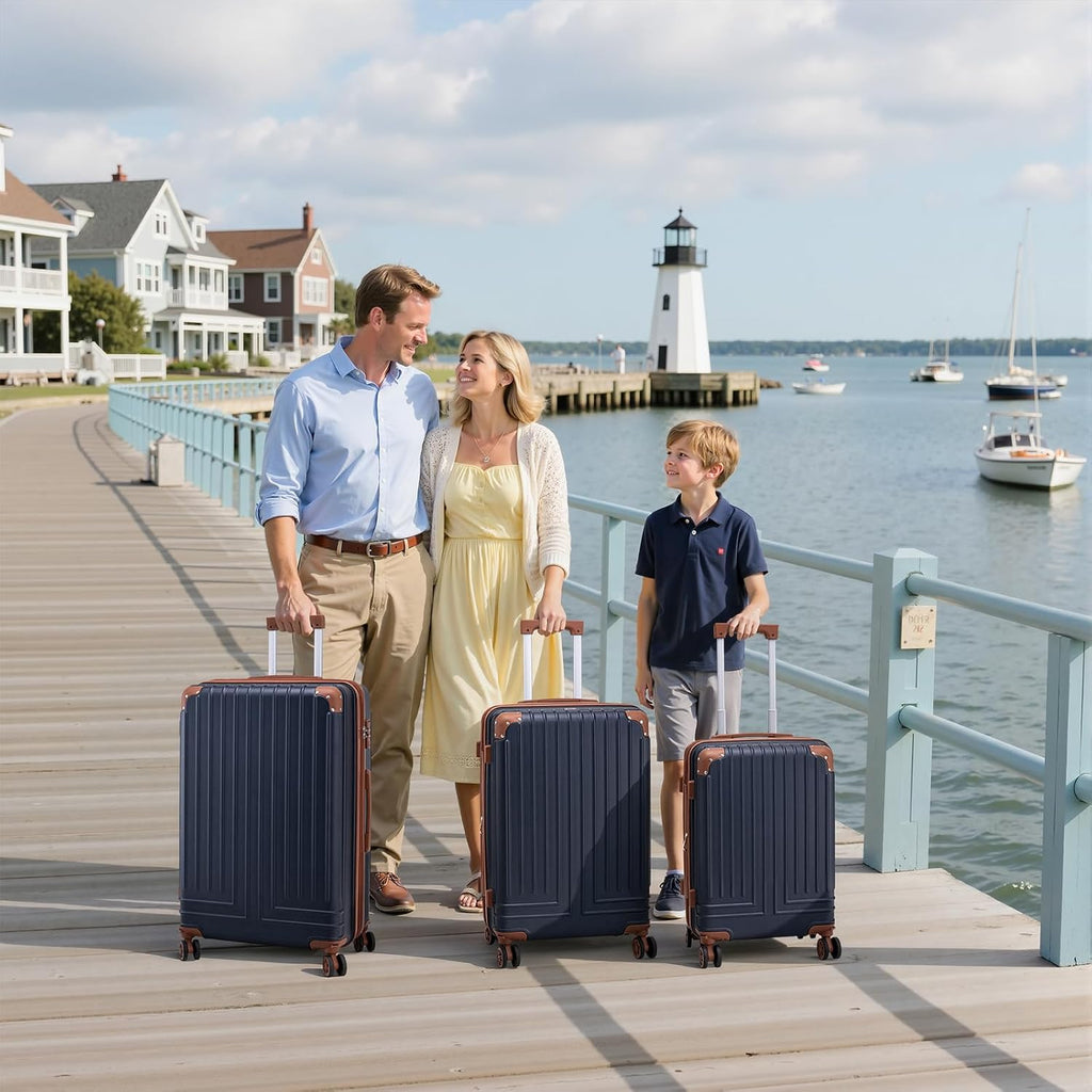 Expandable 5 Piece Luggage Sets with Detachable Spinner Wheels and TSA Lock, Unisex Hardside ABS Suitcase Set