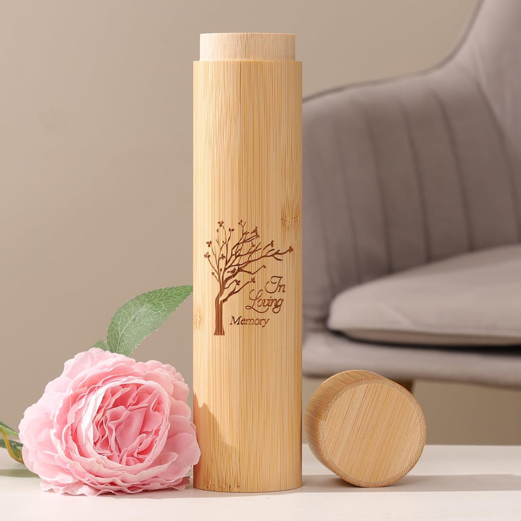 Up to 20 lbs Eco Bomboo Scattering Urn with Velvet Bag– Biodegradable Scattering Tube for Ashes - Travel Urn for