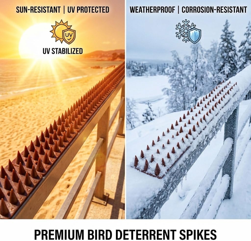 Bird Spikes,Clear 12 Pack,Bird Spikes for Outside to Keep Cats, Raccoons, Squirrels, Pigeons Away, Cat Spikes for