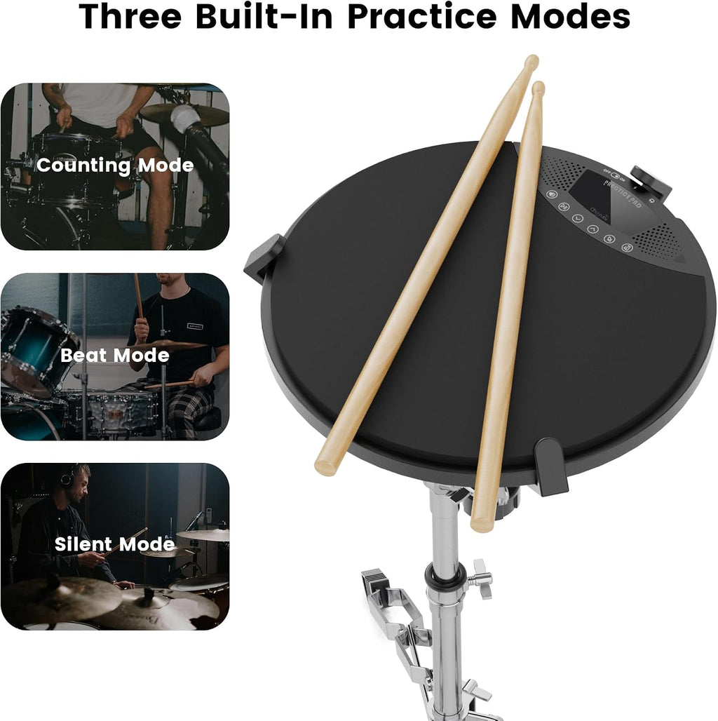 DP-970 Digital Practice Drum Pad, Diversified Practice Modes, 12-inch Snare Drum-Simulated Practice Pad, Built-in