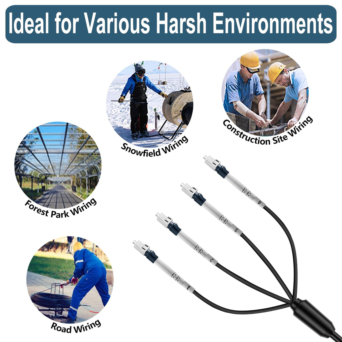 4 Core OS2 Single Mode LC LC Outdoor Fiber Patch Cable 75m