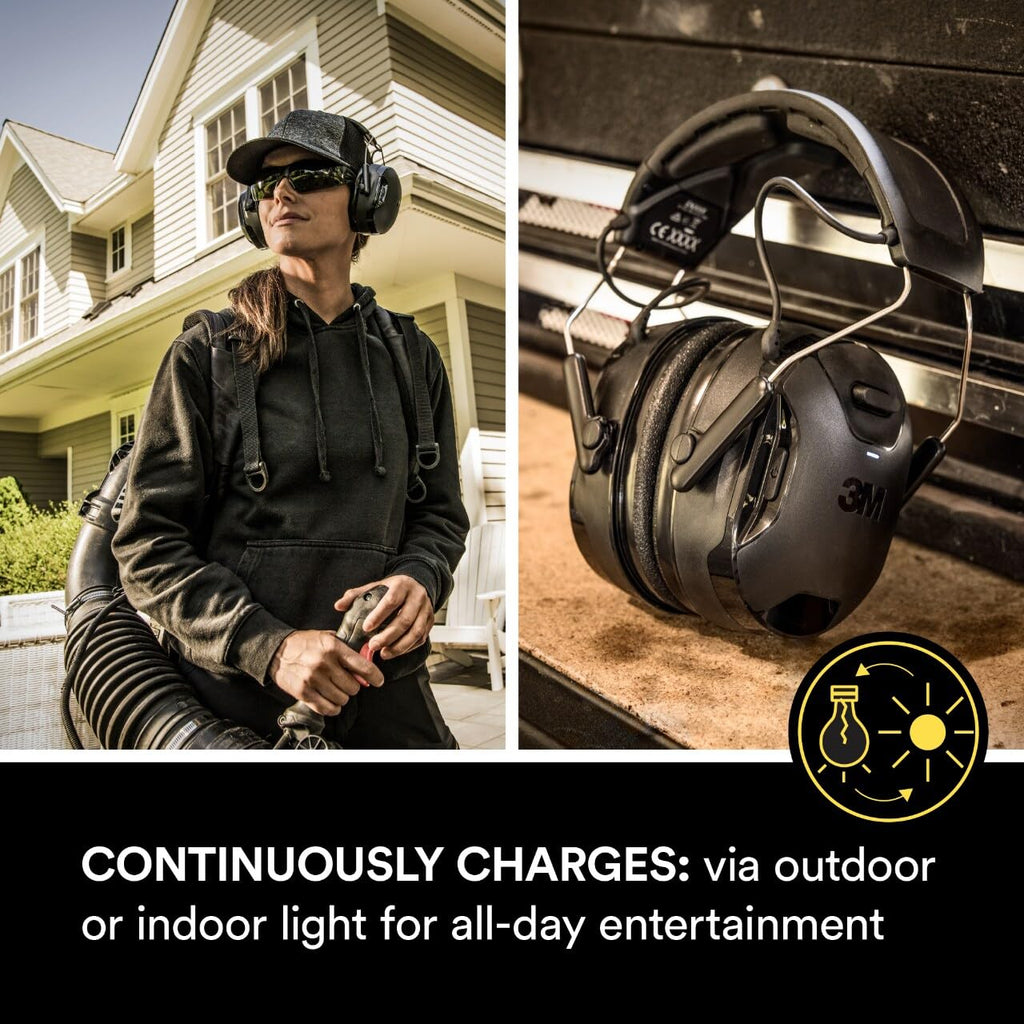 3M WorkTunes Connect + Solar Wireless Hearing Protector with Bluetooth
