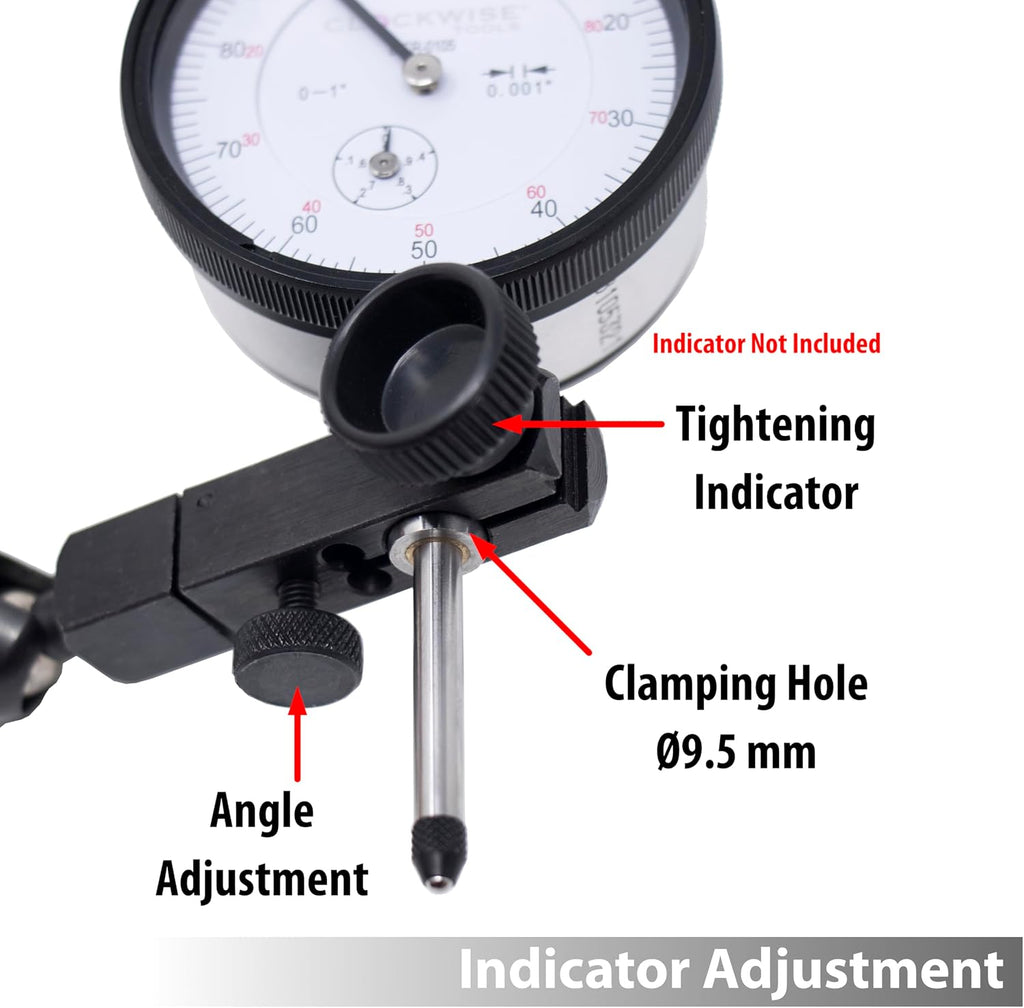 Clockwise Tools Magnetic Base, MGBR-01, Magnetic Stand for Digital Dial Indicators, 176lbs Max Pull