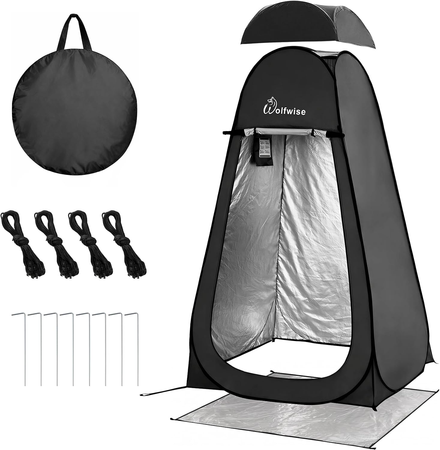 PRO Pop Up Shower Tent with Silver Coated, Floor and Rain Fly | Portable Changing Tent with Window & Carry Bag for