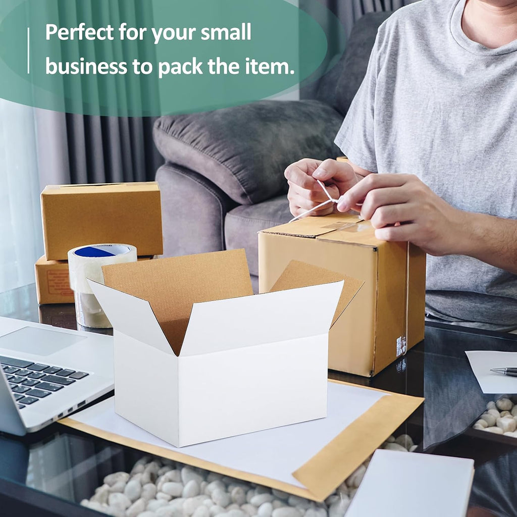 30 Pack Small Shipping Boxes Assorted Sizes, 8x6x4 & 9x6x4 15 PCS Each Small Boxes, White Corrugated Box Mailers