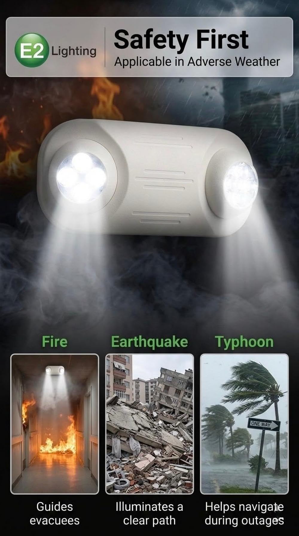 E2 Lighting Commercial LED Emergency Lights, Bug Eye