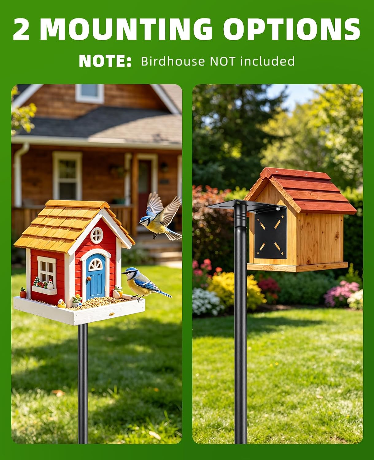 Bird Feeder Pole - 92 Inch Heavy Duty Birdhouse Stand with Squirrel Proof Baffle for Outdoor, Adjustable Bird Feeding
