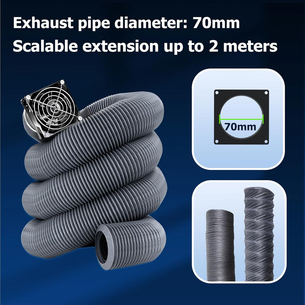 Fan Fume Extraction Kit for 3D Printer Enclosure, Exhaust Pipe with Low Noise Exhaust Fan, Efficient Ventilation
