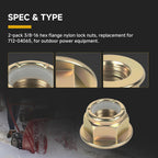 2-Pack 712-04065 Nylon Flange Lock Nut 3/8-16 Compatible with MTD Cub Cadet