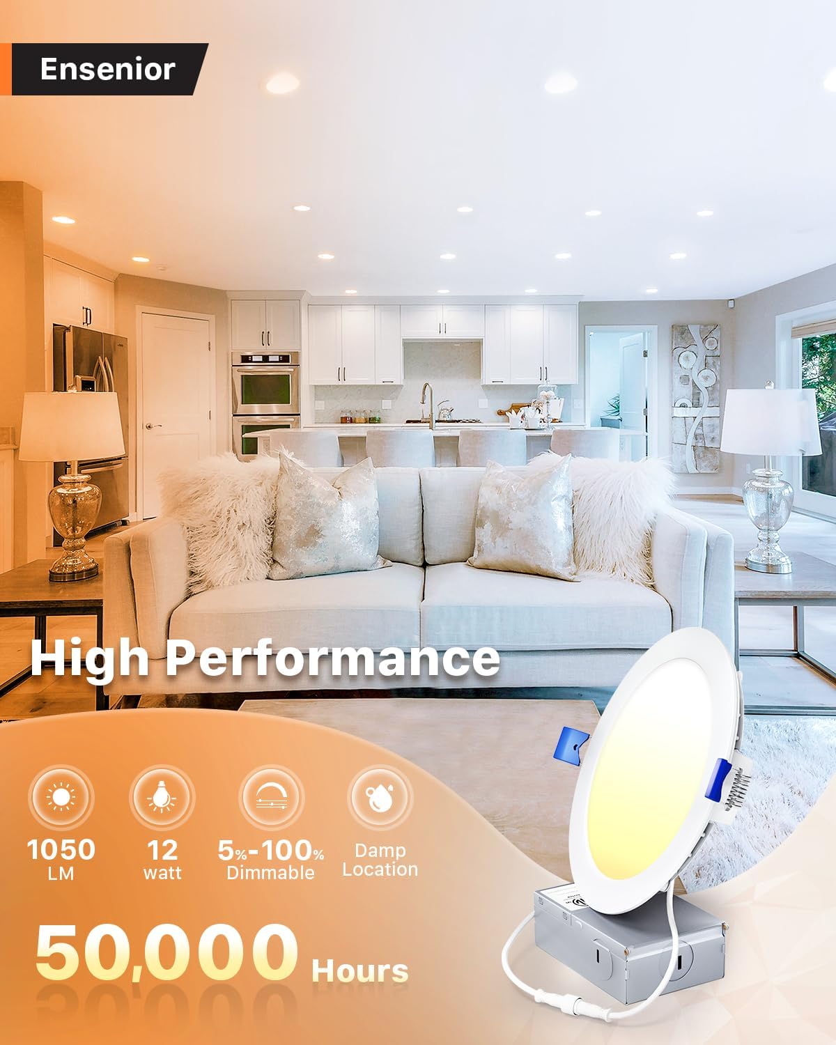 4 Pack 6 Inch LED Recessed Light, 3CCT Dimmable Canless Wafer