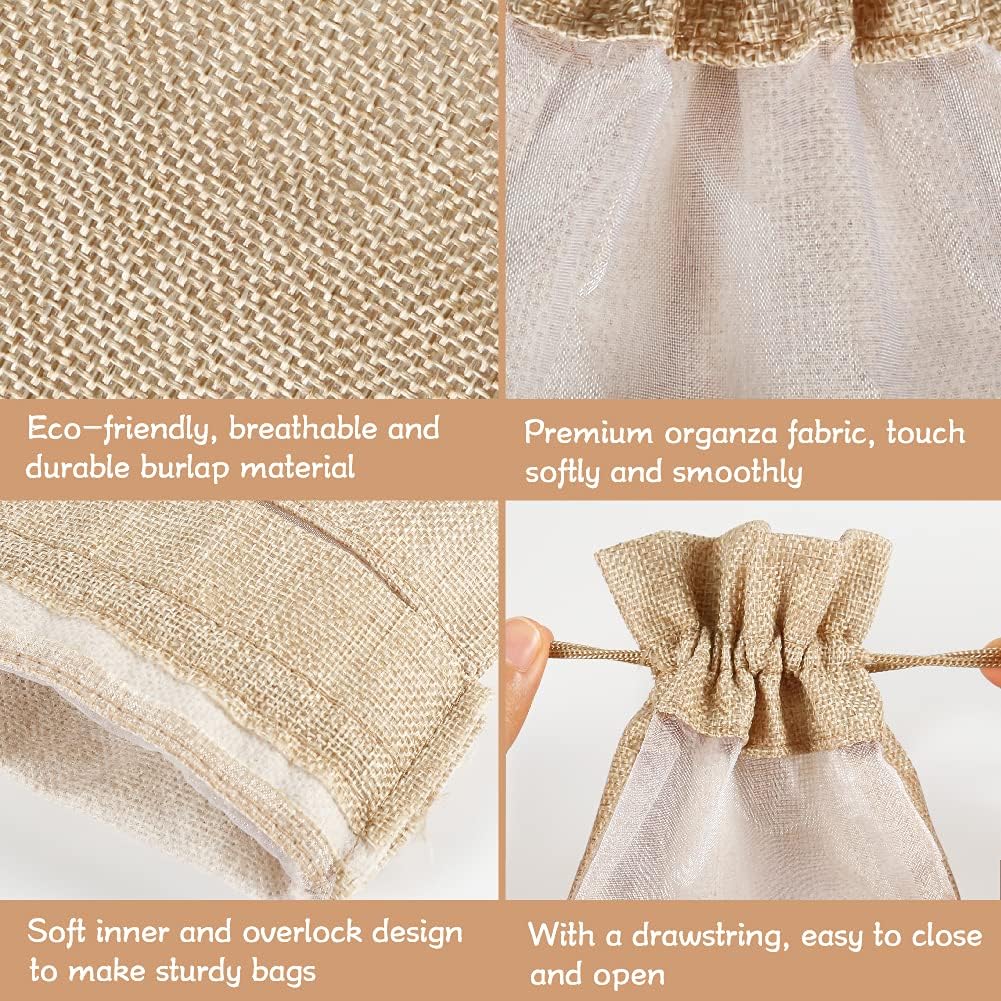 Wine Gift Bags, 10pcs Drawstring Bottle Bags with Sheer Window