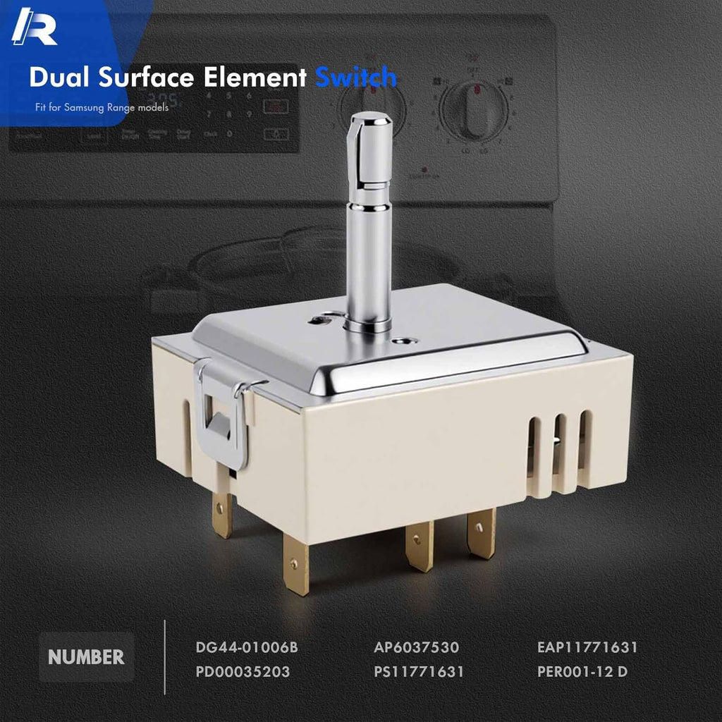 New DG44 01006B Range Surface Element Control Switch Fit for Samsung Electric Range - Oven/Stove, Better Than OEM Quality, PER001-12 D Fits Model NE59J7750WS NE58K9850WS NE59M4310SS and More
