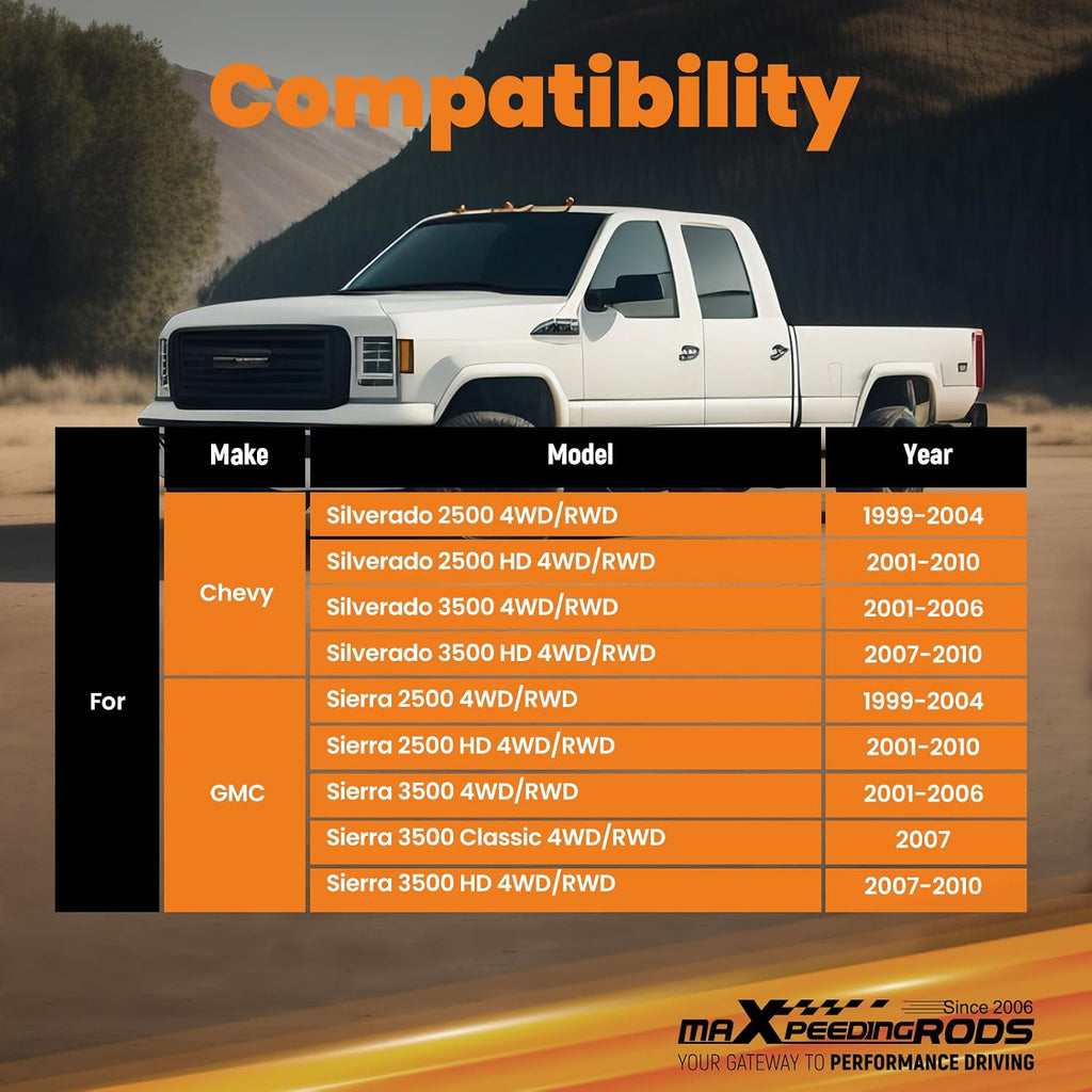 maXpeedingrods 0-4" Front Shock for Silverado/Sierra 2500 3500 HD 2001-2010