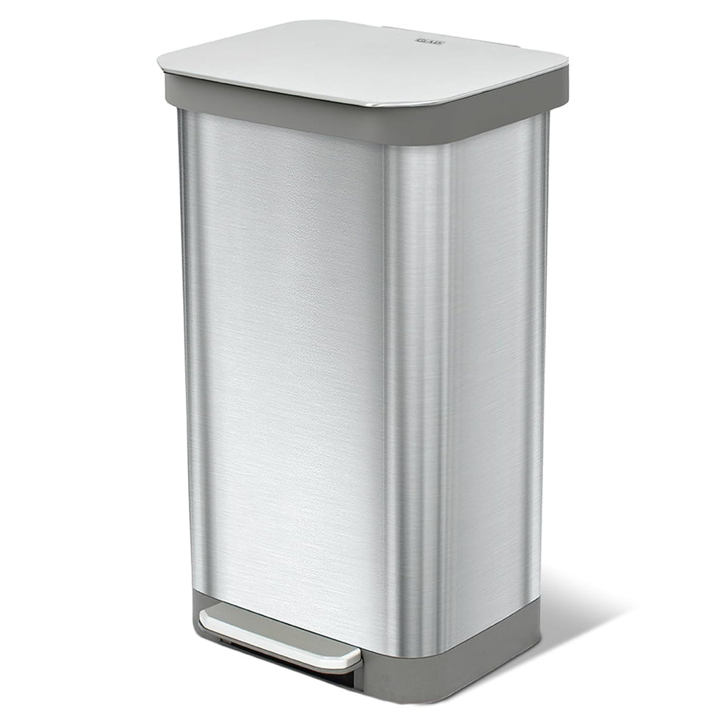 20 Gallon All Brushed Stainless Steel Trash Can with Clorox Odor Protection | Large Metal Kitchen Garbage Bin with