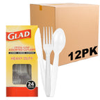 Clear Disposable Cutlery Set, Forks Knives and Spoons, 24 Count, 12-Pk