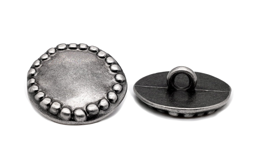 12 Pieces Stone Circle Metal Shank Buttons. 20mm (3/4 inch)(Gray Silver)