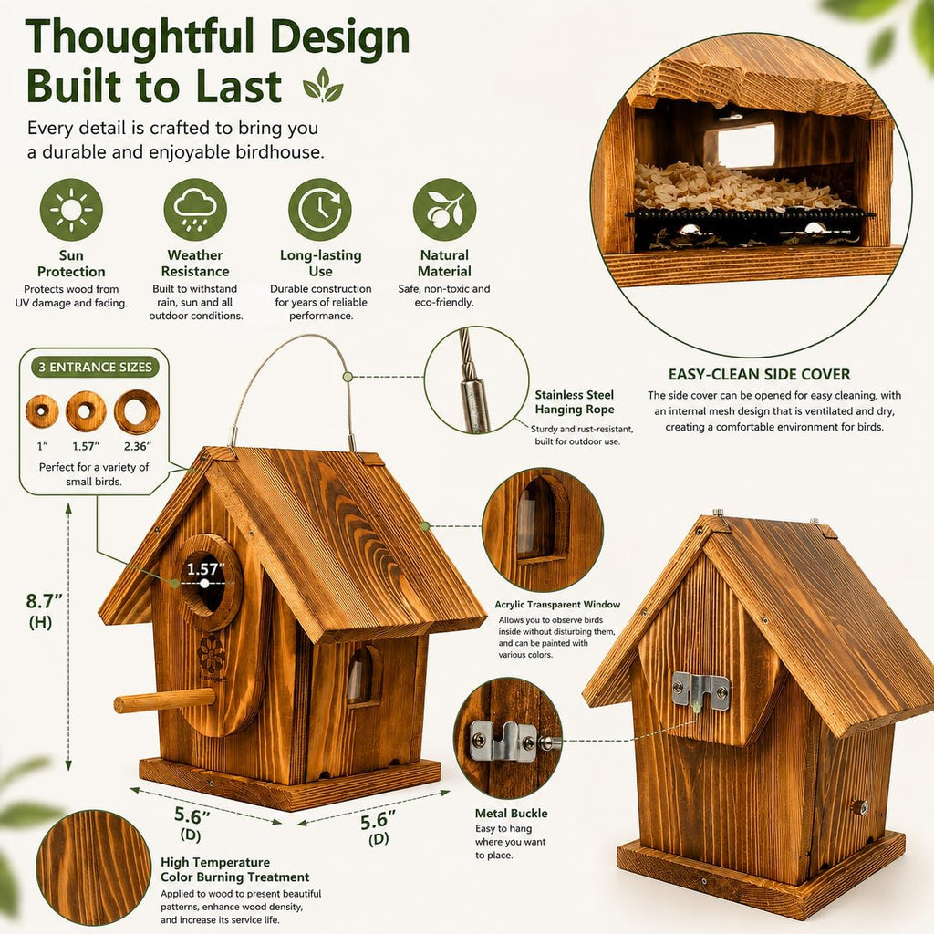 Bird House Kit for Kids & Adults, DIY Cedar Birdhouse with Paint