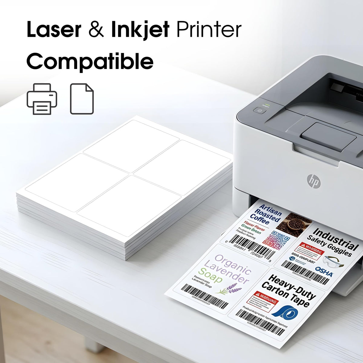 4" X 5" Matte White Printable Shipping Labels (250 Sheets, 1000 Stickers)