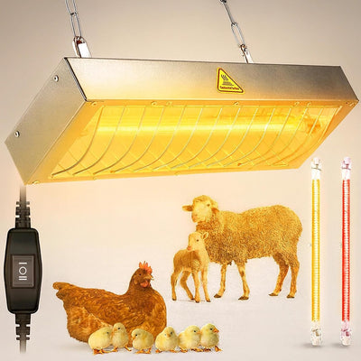 Chicken Coop Heater for Winter, Heat Lamp for Chickens 600W, Chicken Heater for Coop with 2 Heating Settings