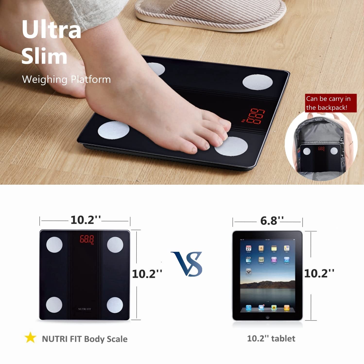 Bathroom Scale Smart Digital Bluetooth Scales for Body Weight, Body Fat, BMI Body Composition Analyzer Weighing Scale