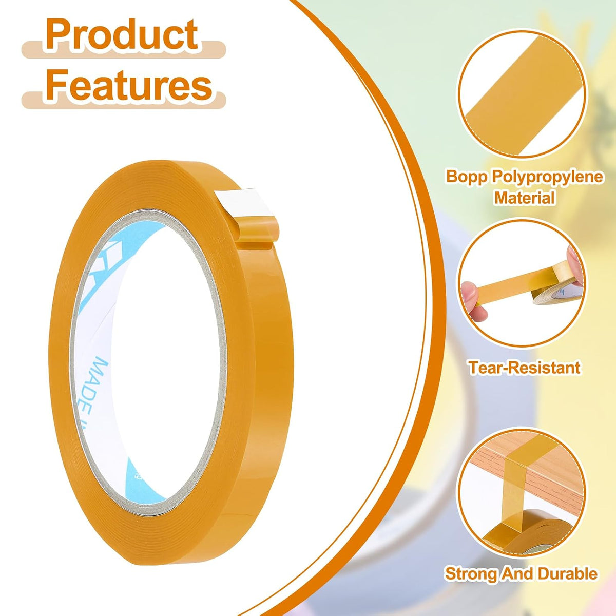 10 Pcs Poly Bag Sealing Tape, 1/2" x 100 Yard, Earthy Yellow