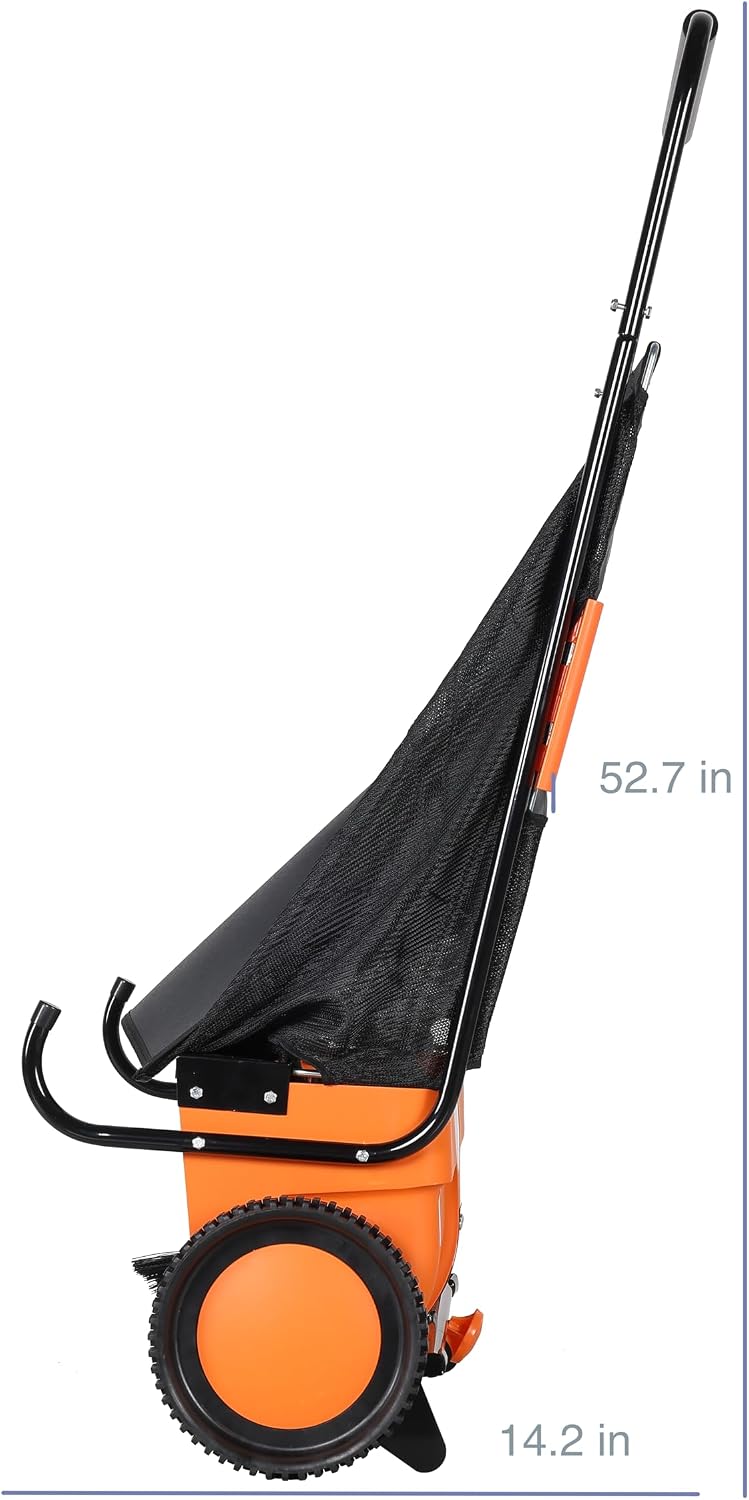 26-Inch Push Lawn Sweeper, 7 Cu.Ft. Hopper Capacity, 2 Spiral Spinning Brushes, Adjustable Height, Dustproof
