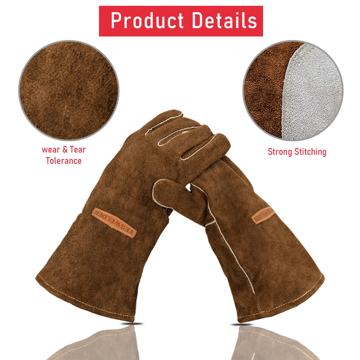 14-Inch Welding Gloves - Cow Leather