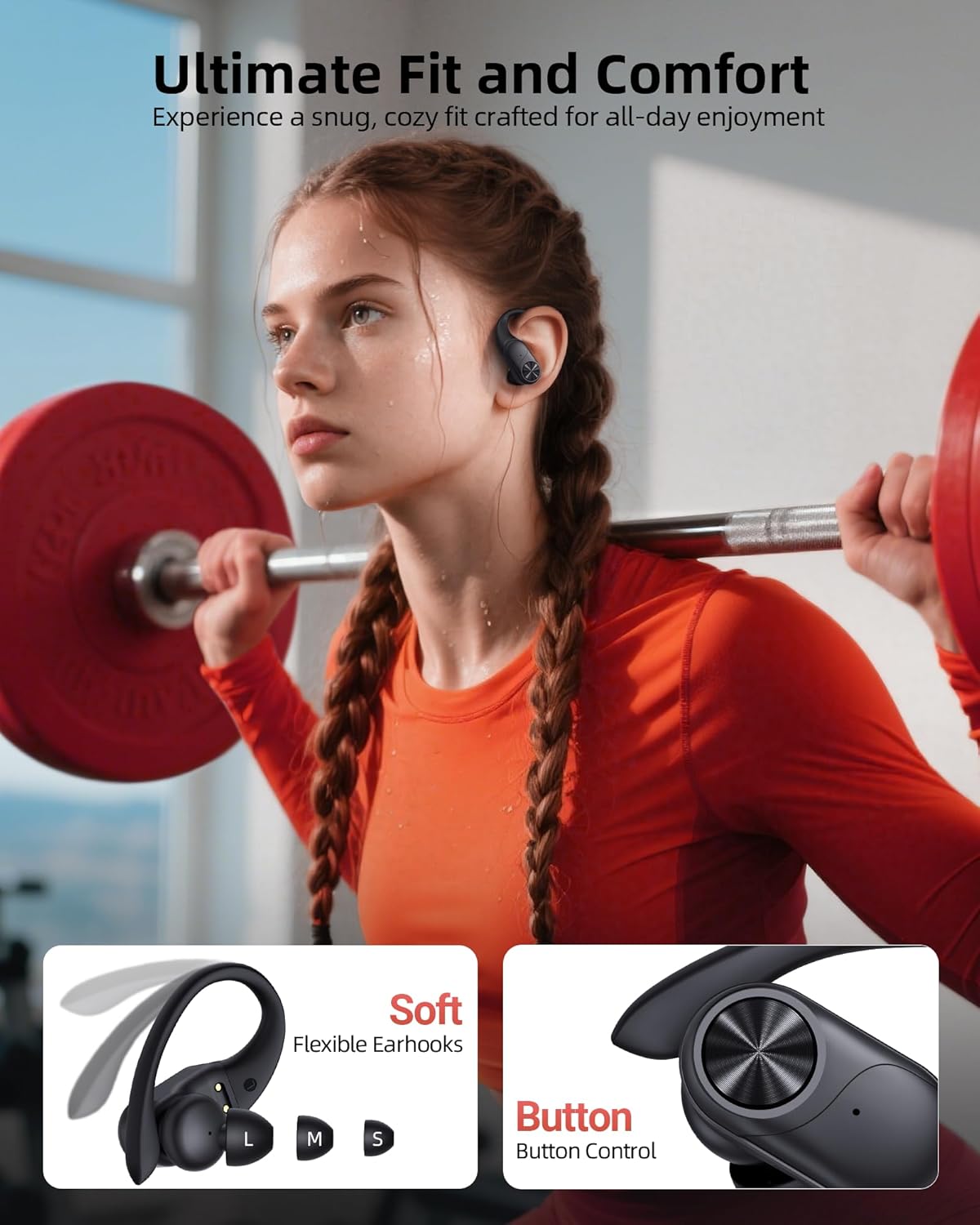 Bluetooth Headphones Wireless Earbuds 80hrs Playtime Wireless Charging Case Digital Display Sports Ear Buds with