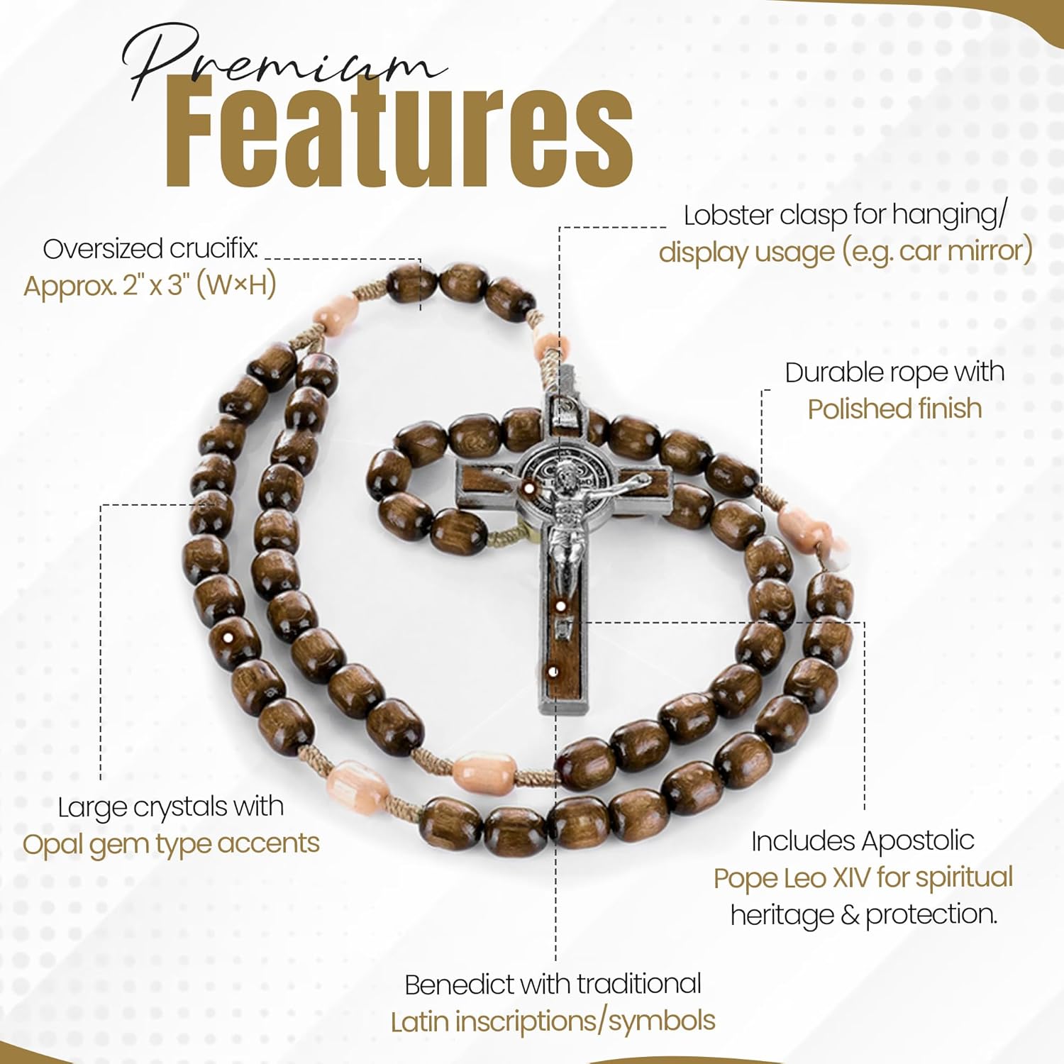 Catholic Rosary Necklace | Large Italian Prayer Beads Gift