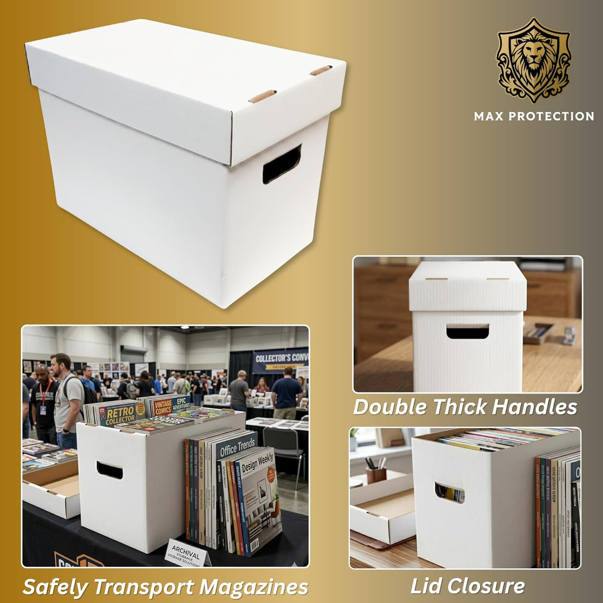 Magazine Storage Boxes with Lids - Heavy Duty, 2 Pack
