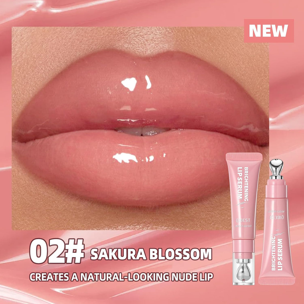 Brightening Lip Serum, Hydrating Glossy Lip Oil with Metal Applicator, Plumping Moisturizing Lip Care Tint