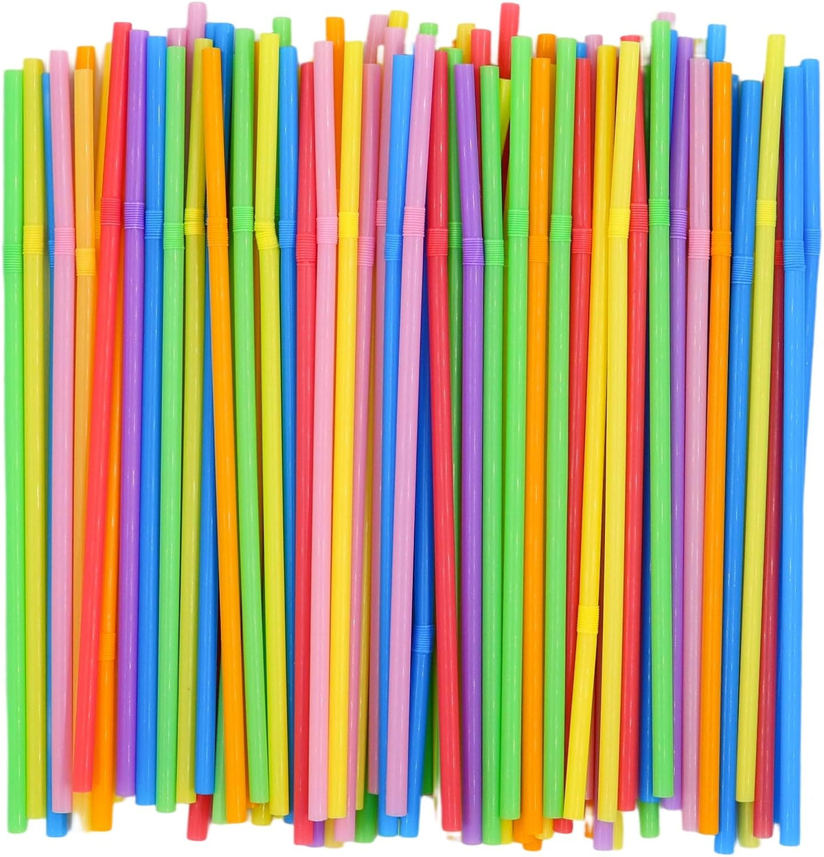 [200 Pack] 8.5" High Multicolour Flexible Plastic Straws