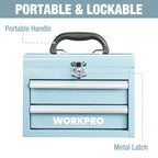 Portable Mini Metal Tool Box with 2 Drawers
