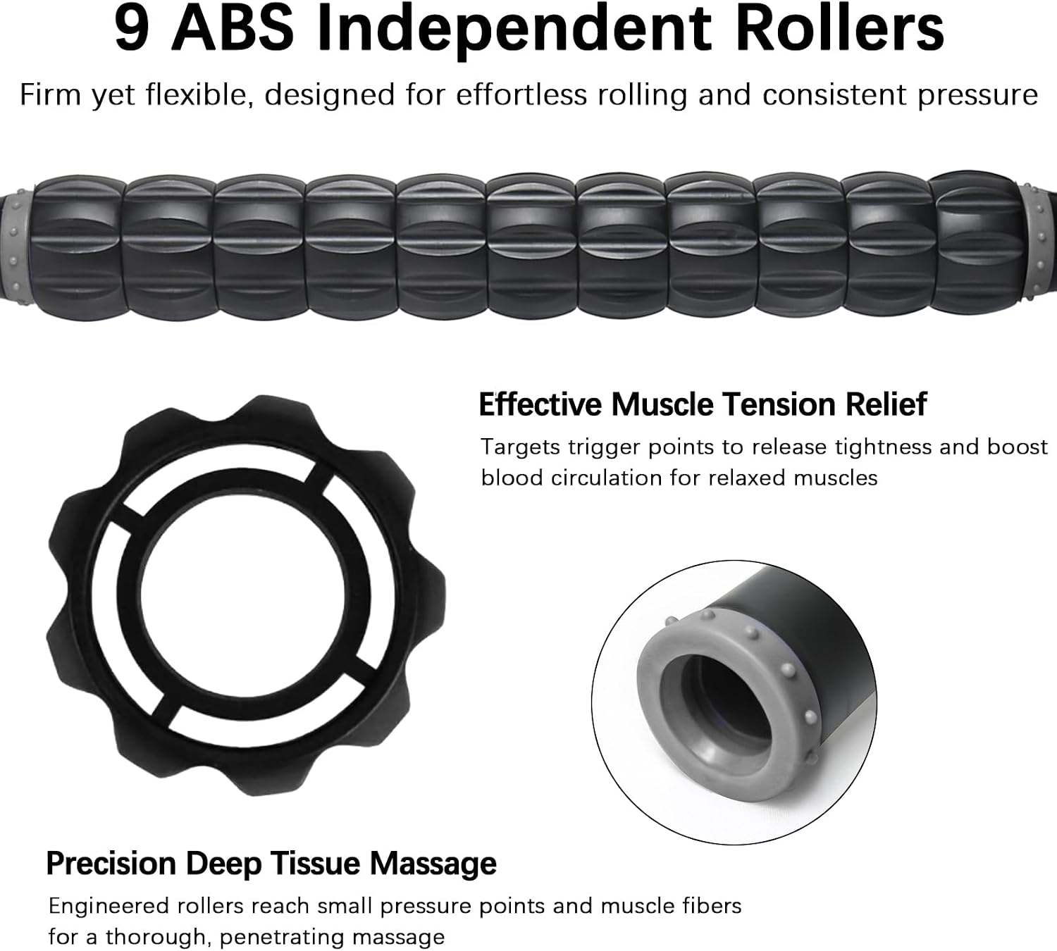 Muscle Roller Massage Roller Stick- Deep Tissue Fascia Blaster for Myofascial Pain Relief, Lymphatic Drainage & Body