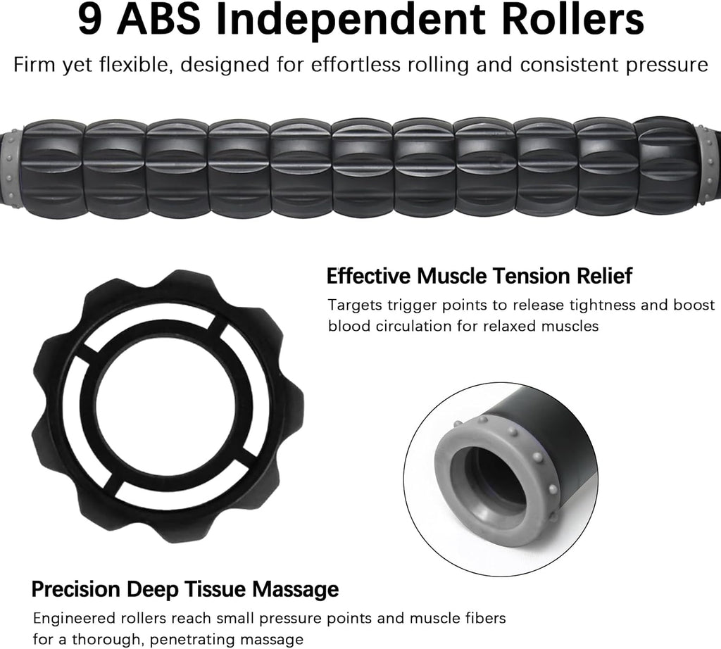 Muscle Roller Massage Roller Stick- Deep Tissue Fascia Blaster for Myofascial Pain Relief, Lymphatic Drainage & Body