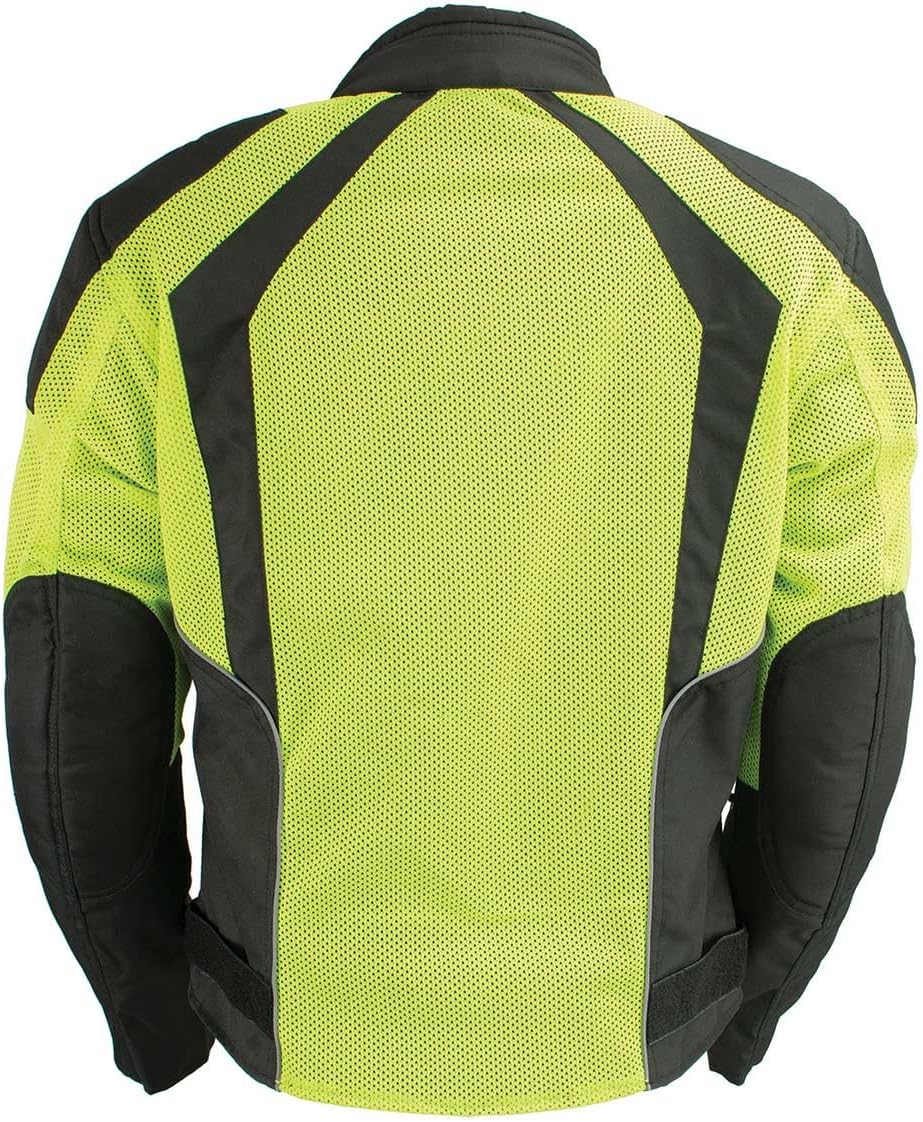 MPL2793 High Vis Green with Black Armored Textile Motorcycle Jacket for Women - All Season Mesh Jacket