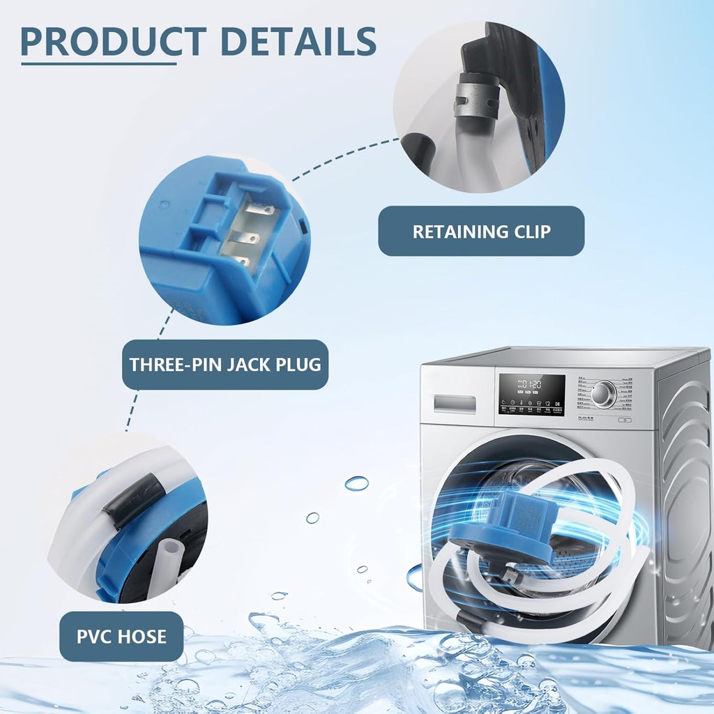 Washer Water Level Switch DC96-01703H Washing Machine Pressure Sensor for Samsung 3997570 PS876404 AP5799898 WA48 WA50 WA52 WA56 Replacement parts With 30" Long Hose