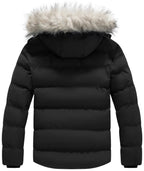 Men's Warm Hooded Thick Quilted Puffer Jacket-Black Large