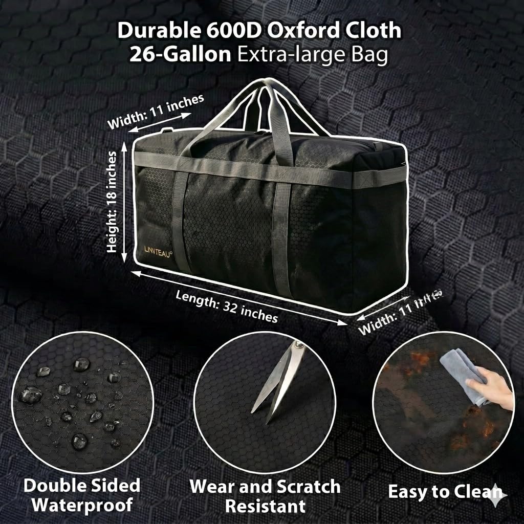 2-Pack 26 Gal Extra Large Foldable Duffle Bags